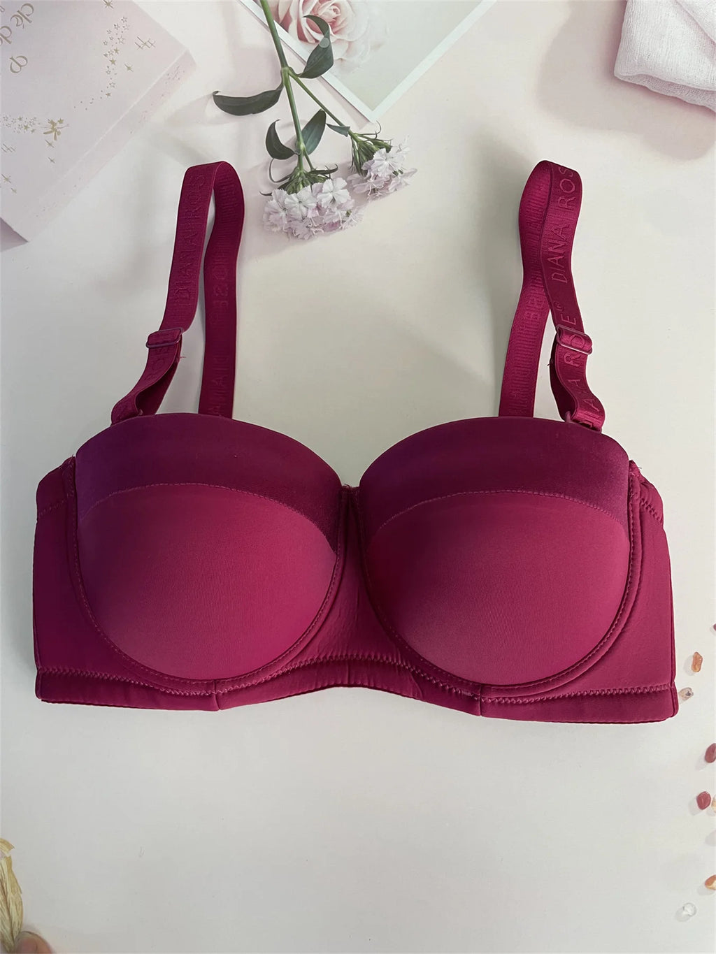 Diana Rose Push Up Bra For Women With steel ring big size D Cup Bra Lady's Underwear There is glue Prevent slipping and falling